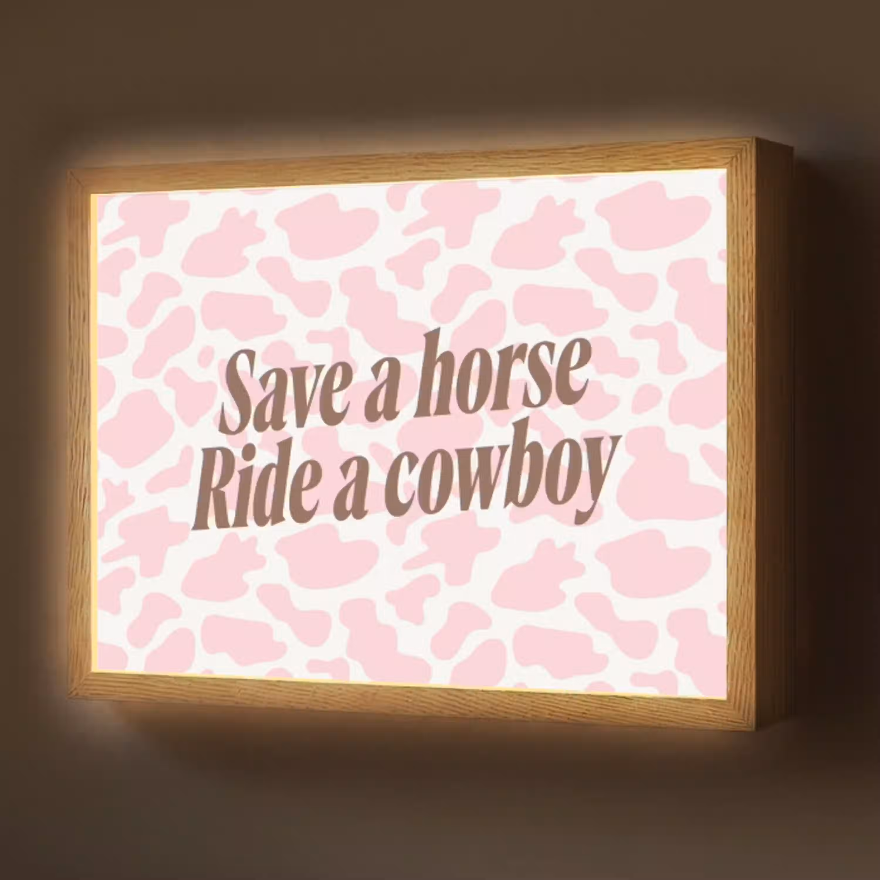 Koeienprint - Roze - Cowboy - Horse Light Box met batterij (Wandlamp) middel -z3d_website