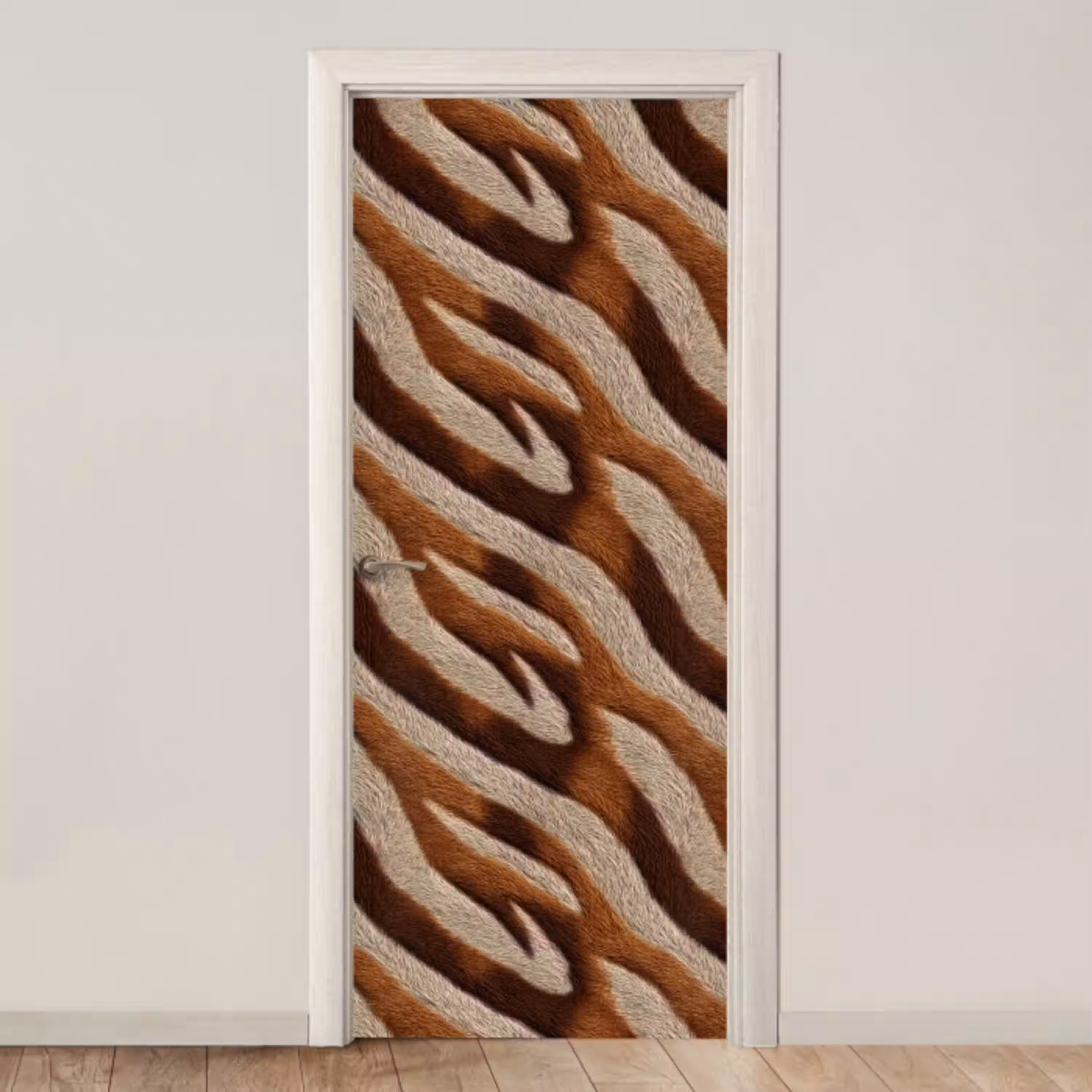Zebra - Patroon - Bruin deurposter klein 289 -3d_beige