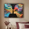 Kunst - Kleurrijk - Vrouw - Art - Abstract - Gezichten Textielframe - compleet frame klein -sfeer1