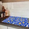 Abstract - Bloem - Blauw Inductie beschermer vinyl 3mm klein 276 -sfeer3