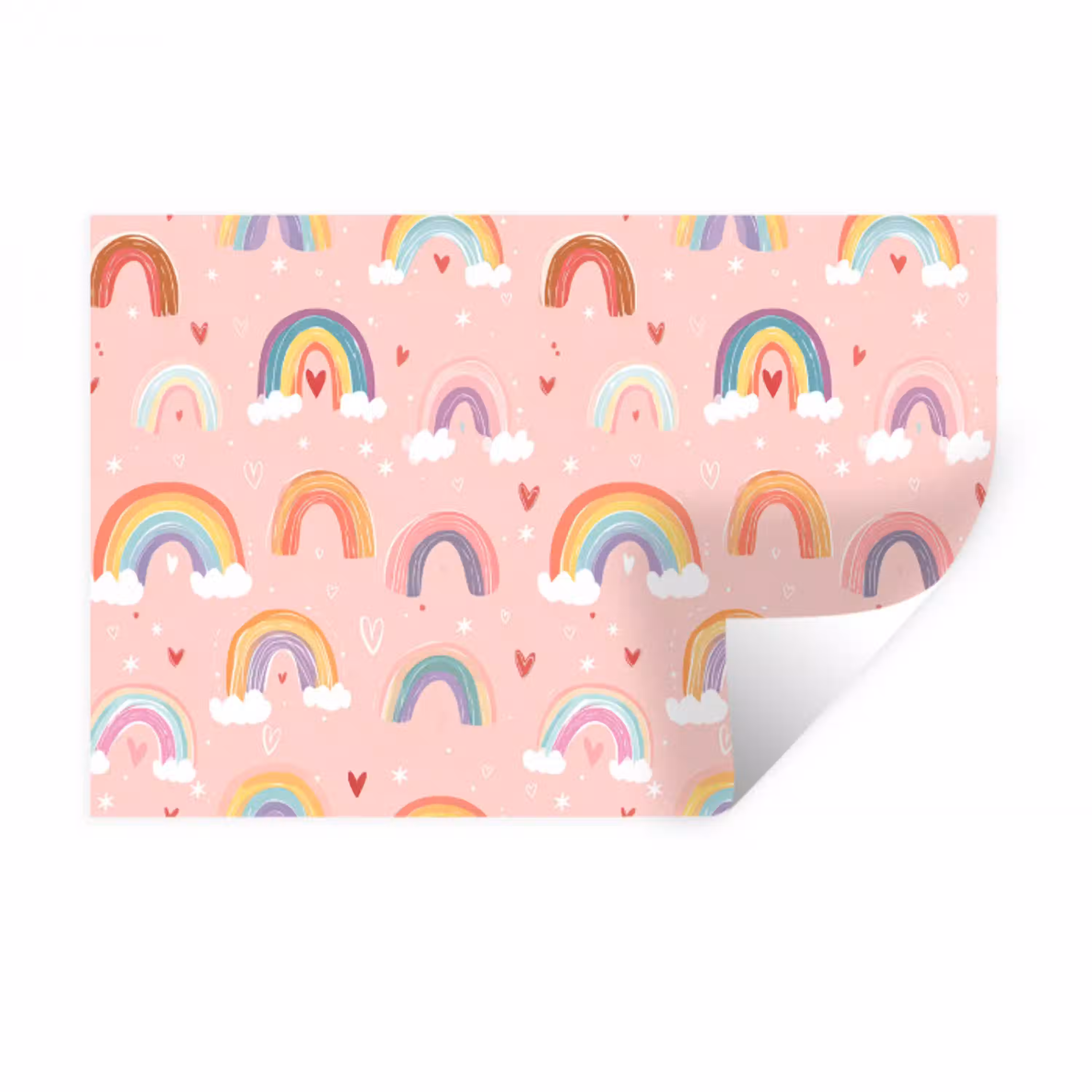 Regenboog - Patroon - Pastel - Handgetekend Muursticker klein -3d