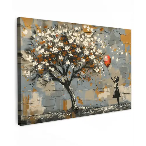 Boom - Graffiti - Banksy Style - Balloon Girl canvas 2cm klein -z3d