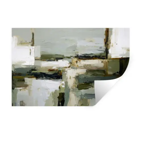Penseelstreken - Groen - Abstract - Japandi Muursticker klein -3d