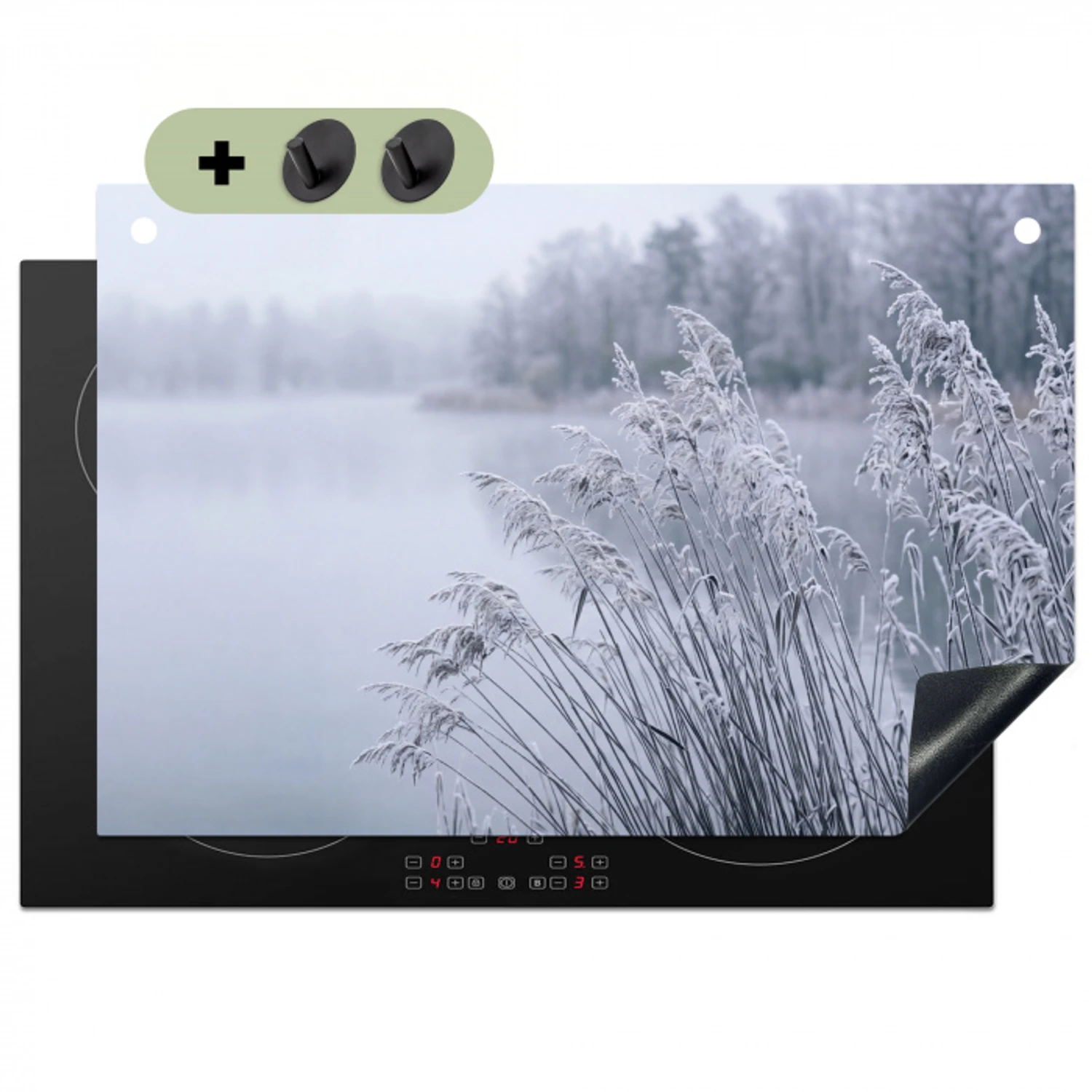 Riet - Bevroren - Winter - Natuur Inductie beschemer met haakjes klein -3d