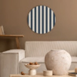 Verticale strepen - Blauw - Crème Akoestische PET Vilt - Rond klein 838 -sfeer1