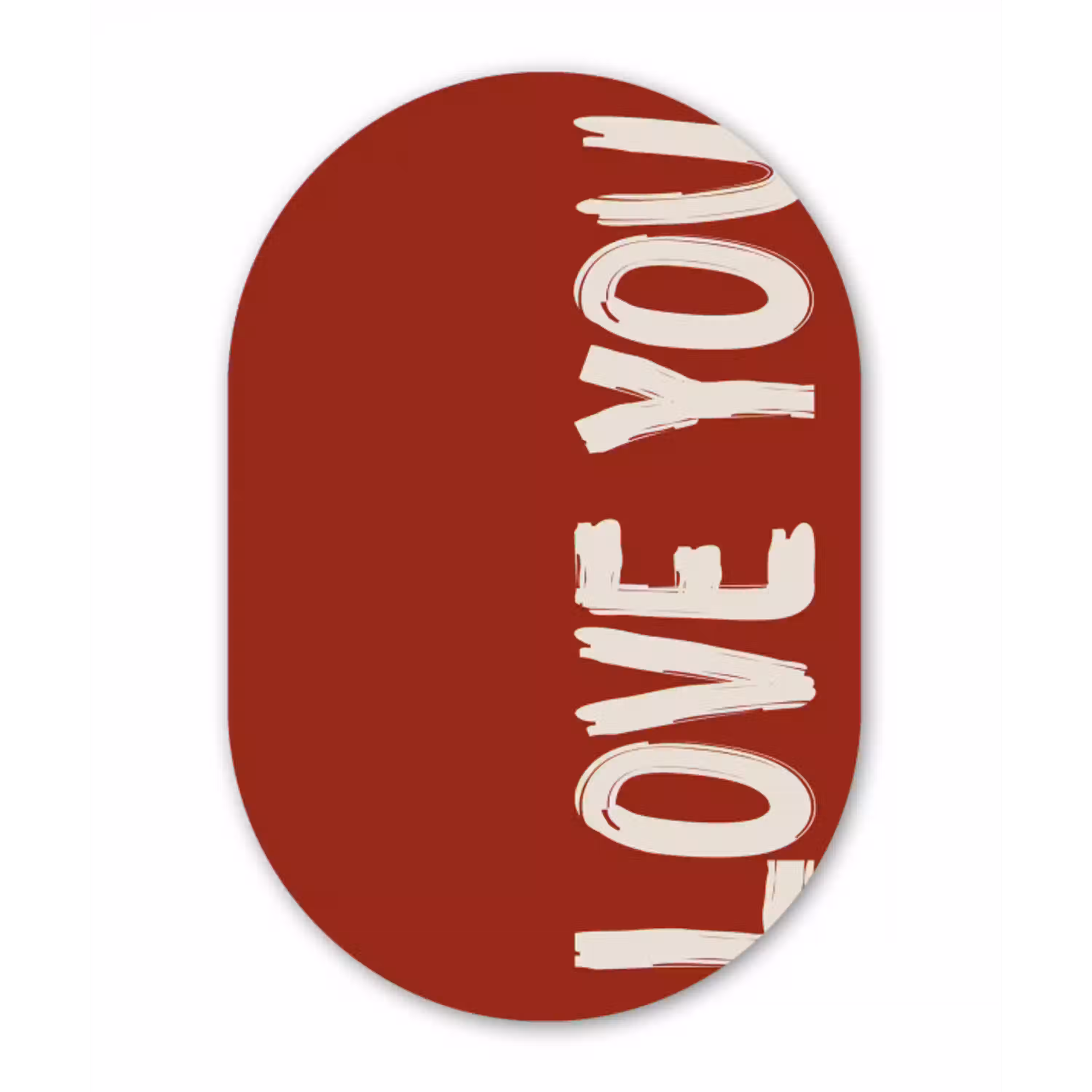 Schuin - Loveyou - Rood Wandcirkel Ovaal Aluminium middel -3d