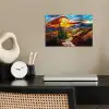 Mozaïek - Zon - Landschap - Dorp poster papier klein -sfeer1