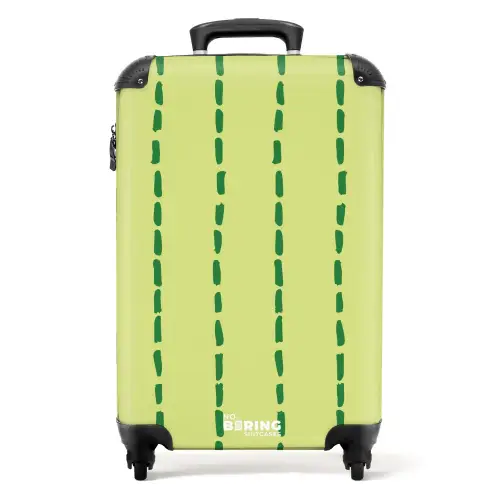Limegroene achtergrond met donkergroene streepjes NBS - Handbagage koffer - Kinderen Unisex middel -productfoto_recht