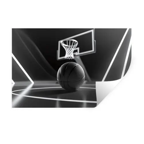Basketbal - Basketbalveld - Lichtlijnen Muursticker klein -3d