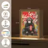 Aap - Graffiti - Dieren - Kunst - Flesje - Kleuren Light Box met kabel (Tafellamp) klein -USP_NL