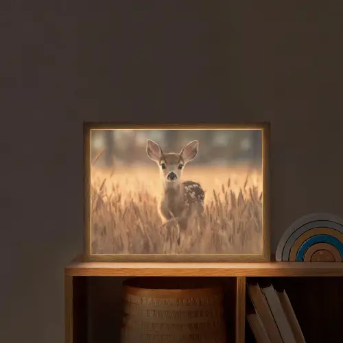 Hert - Graanveld - Bruin Light Box met batterij (Wandlamp kind) middel -sfeer1_kind