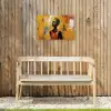 Vrouw - Ogen - Penseelstreken - Geel Tuinposter op houten frame 2 cm dik klein -sfeer4