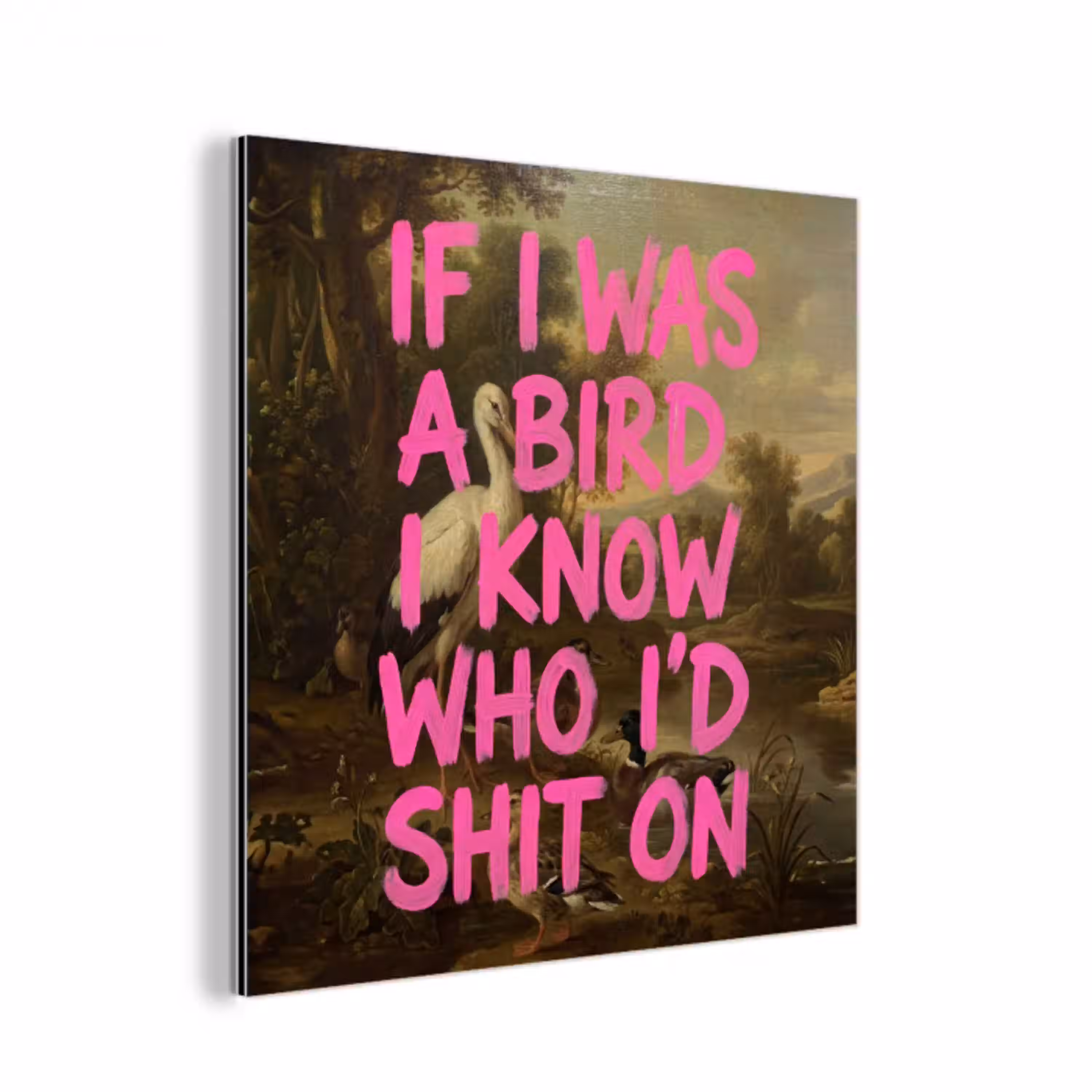 Klassiek - Humor - Roze aluminium wit klein -3d