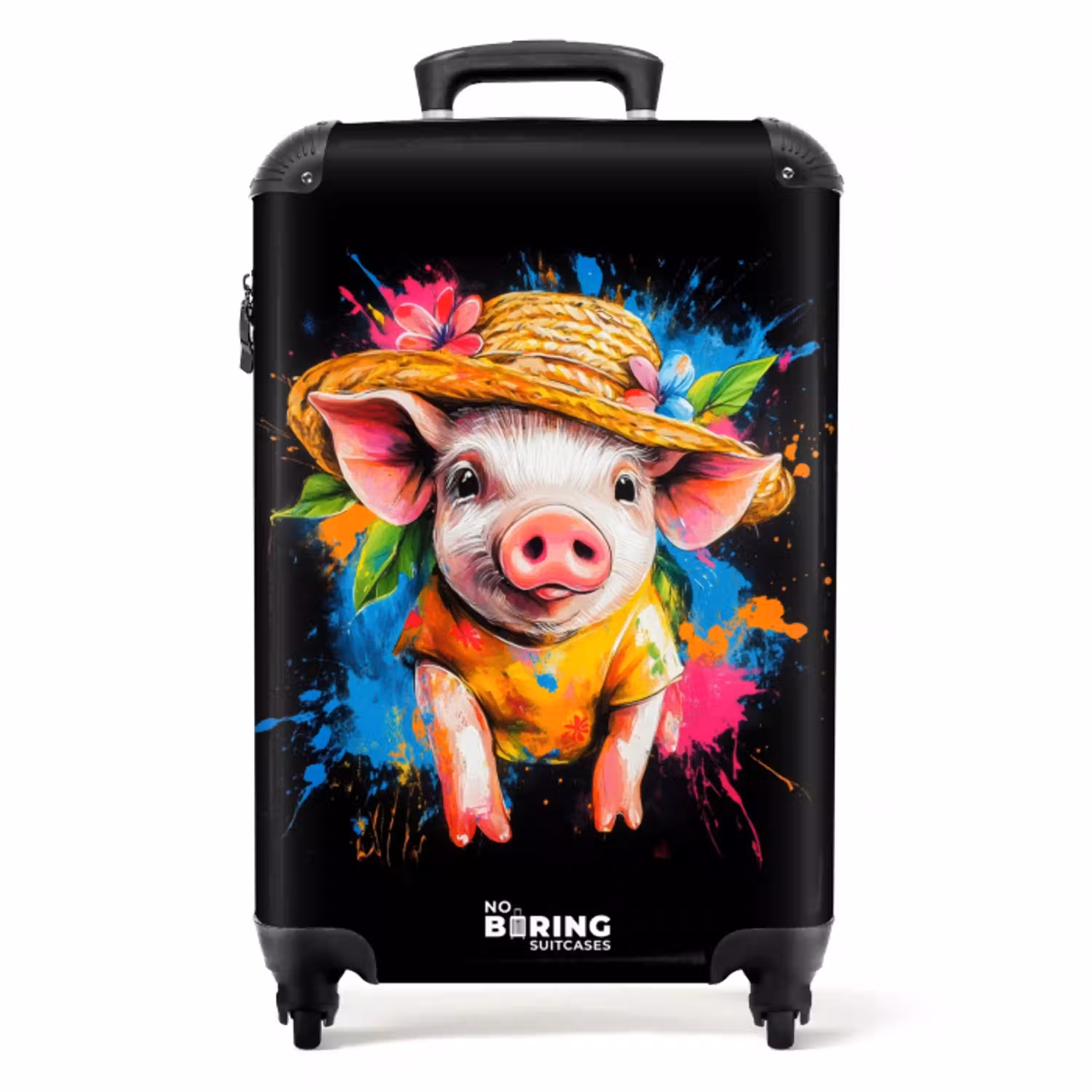Grappige varken met hoed illustratie NBS - Handbagage koffer - Unisex middel -productfoto_recht