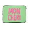 Mon cheri - Groen - Roze laptophoes neopreen klein -3d