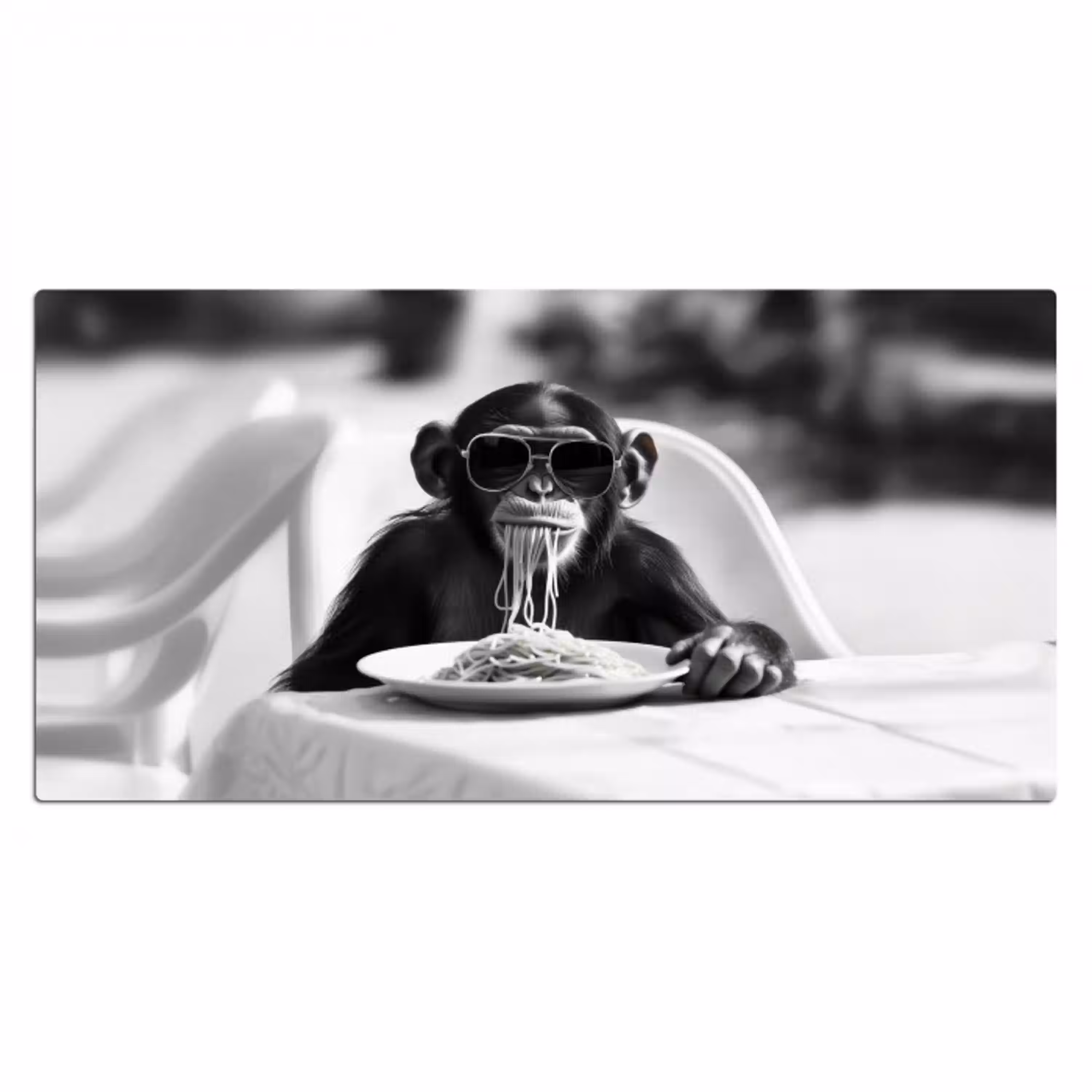 Aap - Spaghetti - Zonnebril - Zwart wit - Cool - Dier Muismat XXL klein -3d_leeg