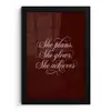 She plans she glows she achieves - Rood - Cursief fotolijst zwart zonder passe partout klein -3d