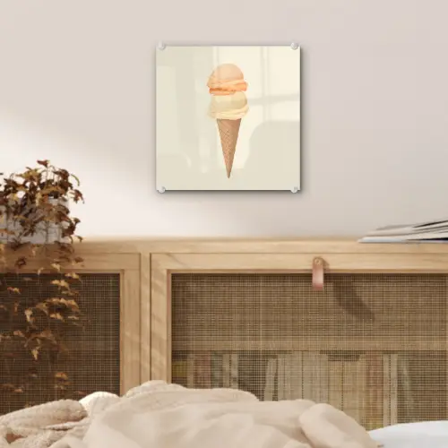 Minimalistisch - Schepijs - Hoorntje - Beige plexiglas 5mm klein -sfeer4