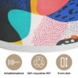 Vormen - Abstract - Stippels - Blauw Akoestische PET Vilt - Rond klein -closeup_DE