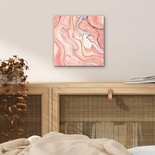 Marmer - Pastel - Roze - Blauw - Marmerlook - Abstract aluminium wit klein -sfeer3