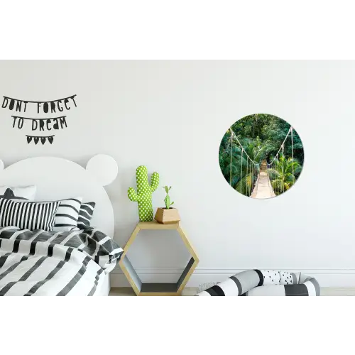Jungle - Palmboom - Brug - Natuur - Planten Wandcirkel aluminium klein -kinderkamer