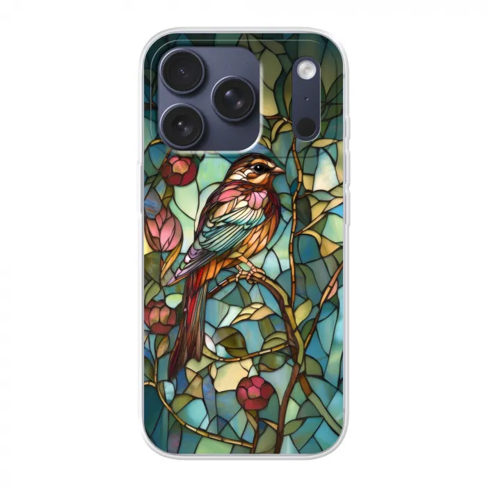 Vogel - Tak - Rozen - Mozaïek Telefoonhoesje iPhone 17 Pro klein -3d