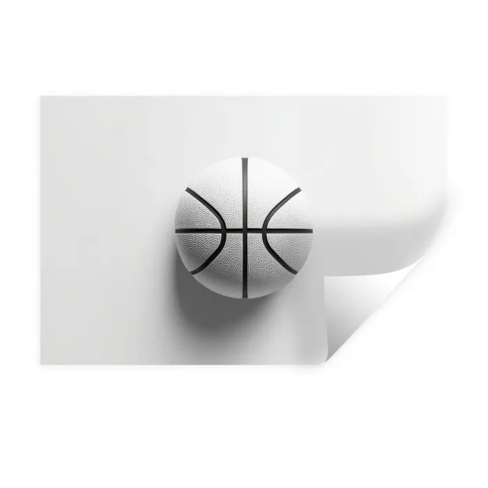 Basketbal - Wit - Schaduw - Lijnen Muursticker klein -3d