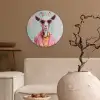 Zonnebril - Roze - Geit - Horen Wandcirkel kunststof plaat 5mm dik klein -sfeer1