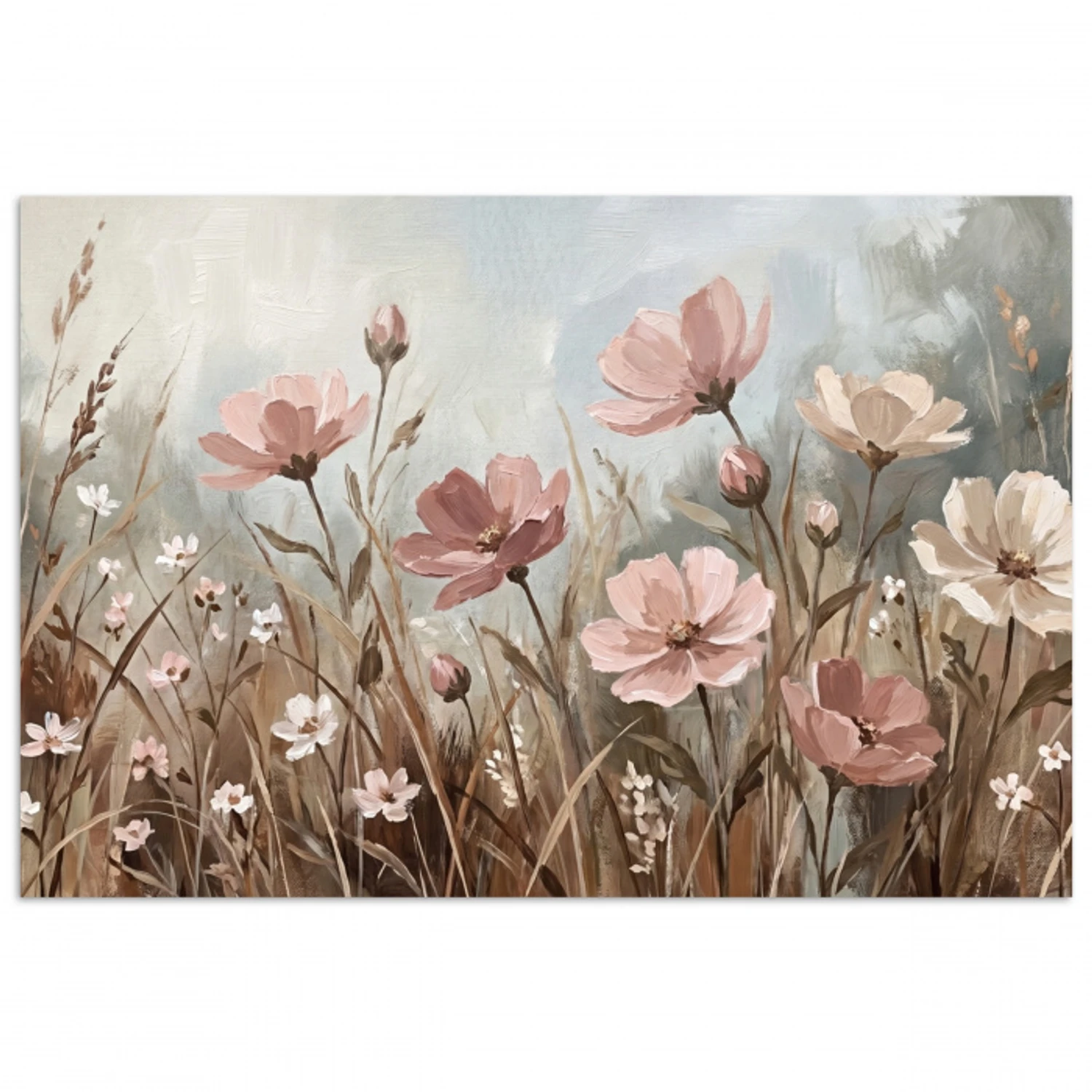 Bloemen - Botanisch - Schilderij - Pastel - Rustiek poster papier klein -3d