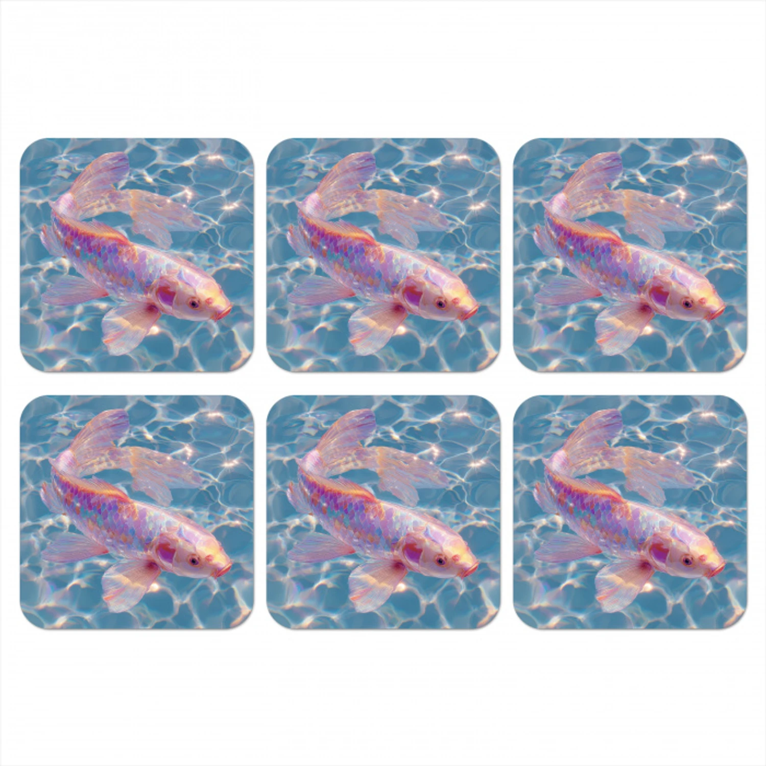 Vis - Water - Blauw - Licht onderzetter kurk middel -3d
