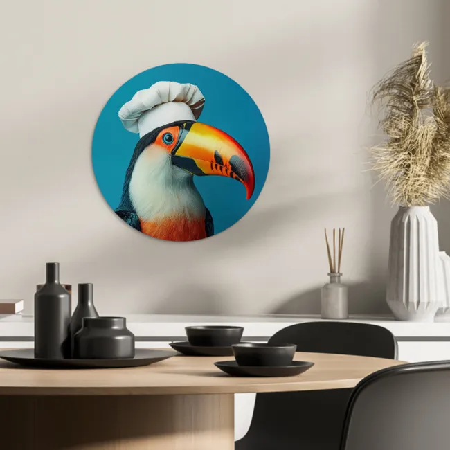 Tucan - Papegaai - Vogel - Koksmuts KitchenYeah - Keuken - Wandcirkel Forex klein -sfeer2