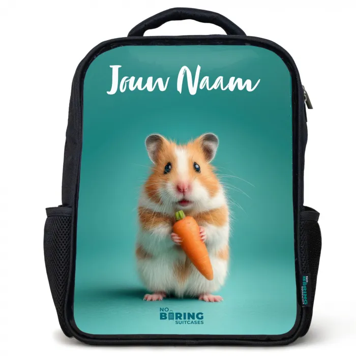 Hamster - Wortel - Dier Rugzak - Zwart middel -3d