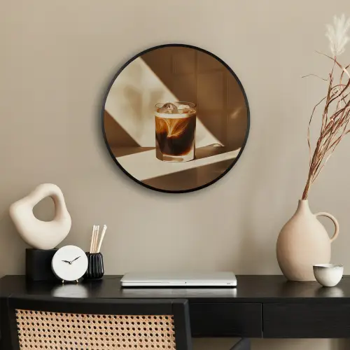 Glas - Ijskoffie - Schaduw - Bruin Fotolijst rond zonder passe partout klein -sfeer1