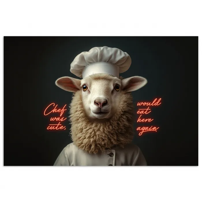 Schaap - Kokskleding - Neon - Quote poster papier klein -3d