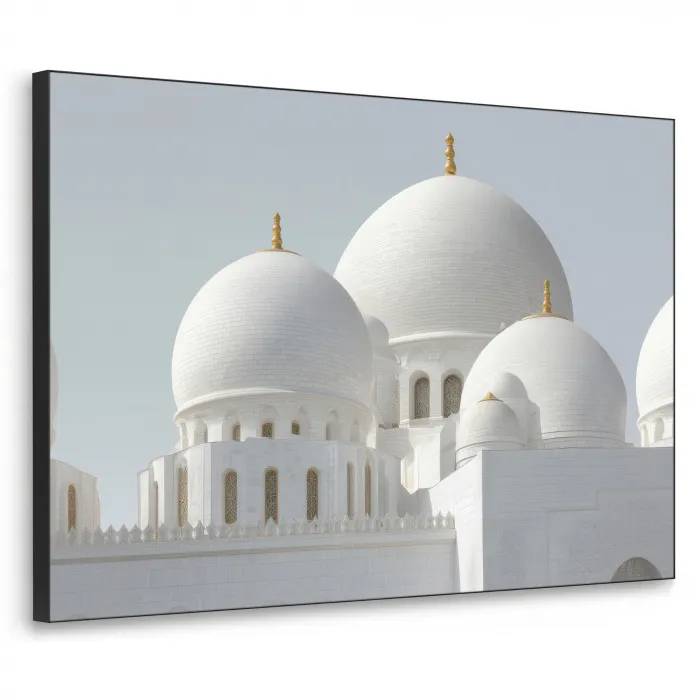 Witte koepels - Helderblauwe lucht - Islamitisch Textielframe zwart klein -3d