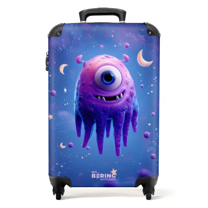 Paars monster in de ruimte NBS - Handbagage koffer - Kinderen Unisex middel -productfoto_recht