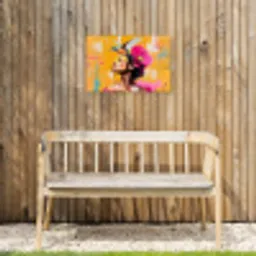 Vogel - Vrouw - Abstract - Bloem Tuinposter op houten frame 2 cm dik klein -sfeer4