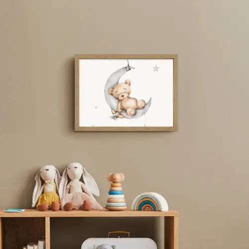 Beer - Maan - Sterren - Kinderen Light Box met batterij (Wandlamp kind) middel -sfeer2_kind