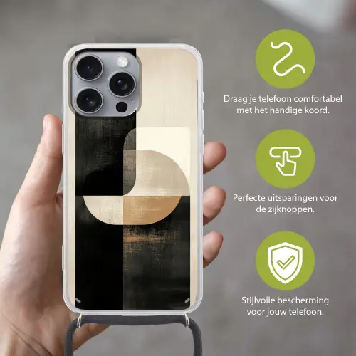 Modern - Vierkant - Vormen Hoesje iPhone 16 Pro Max met koord klein -sfeer2_NL