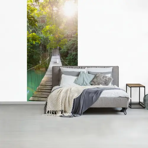 Jungle - Water - Brug - Natuur - Planten fotobehang vinyl groot -slaapkamer