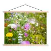 Bloemen - Natuur - Groen - Gras - Paars - Wit textielposter latten blank klein -3d
