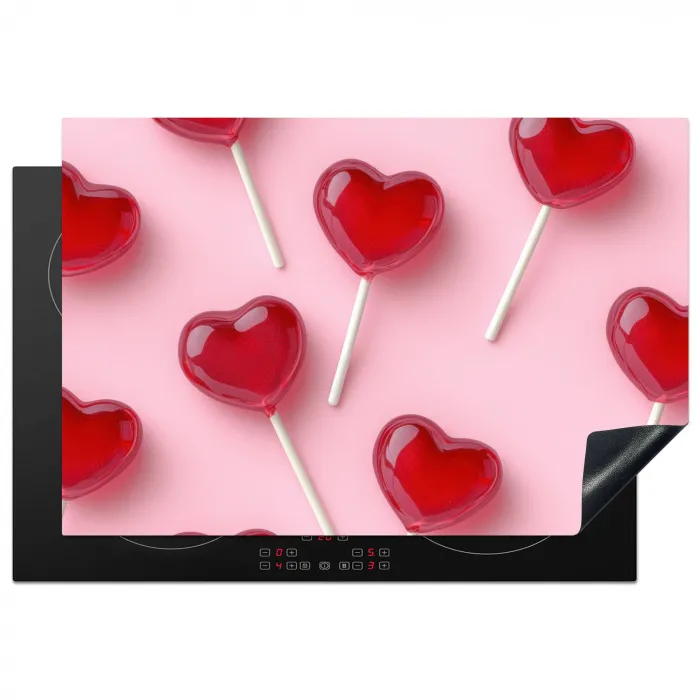 Lollies - Hartjes - Roze Inductie beschermer vinyl 3mm klein -3d