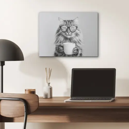 Kat - Bril - Mok - Pluizig PET vilt klein -sfeer5