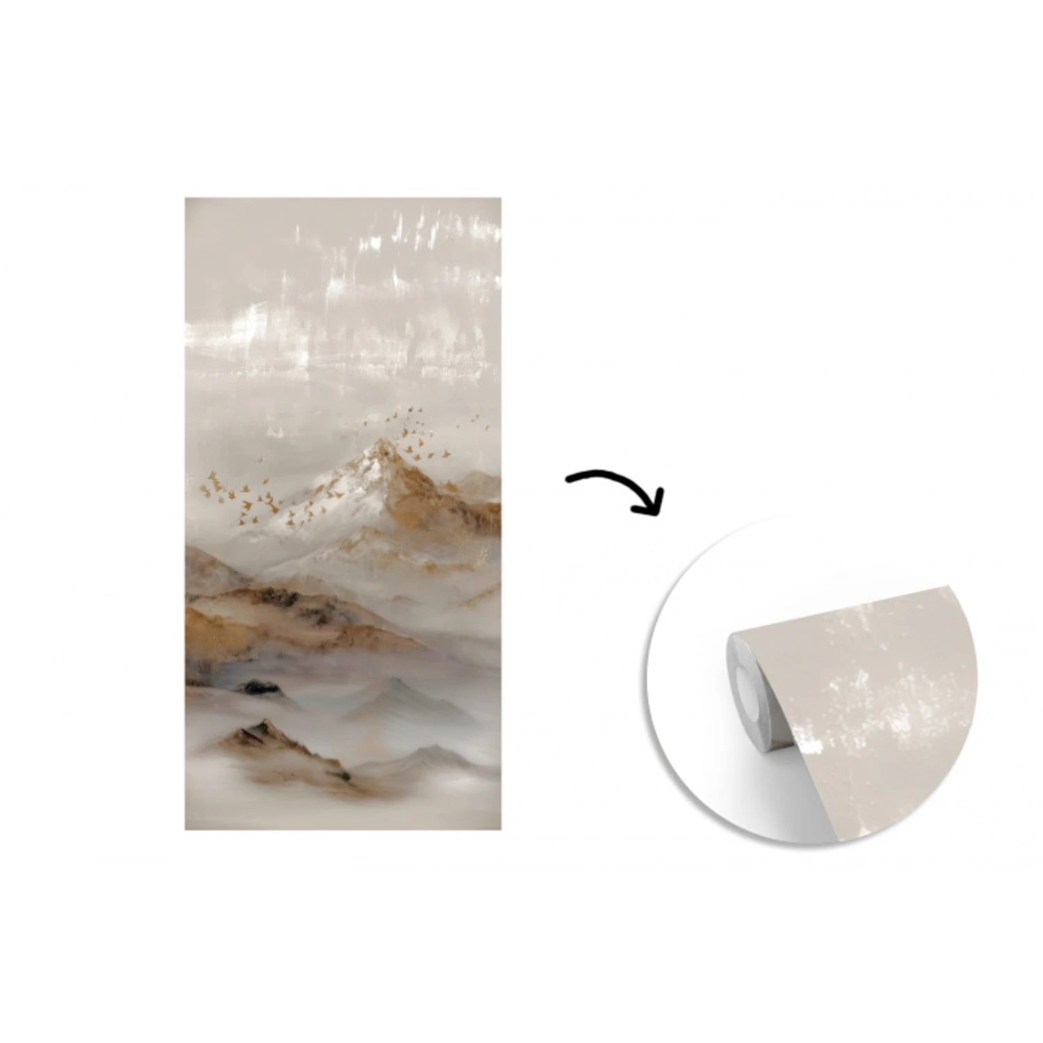 Berglandschap - Mist  - Penseelstreken fotobehang vinyl groot -3d