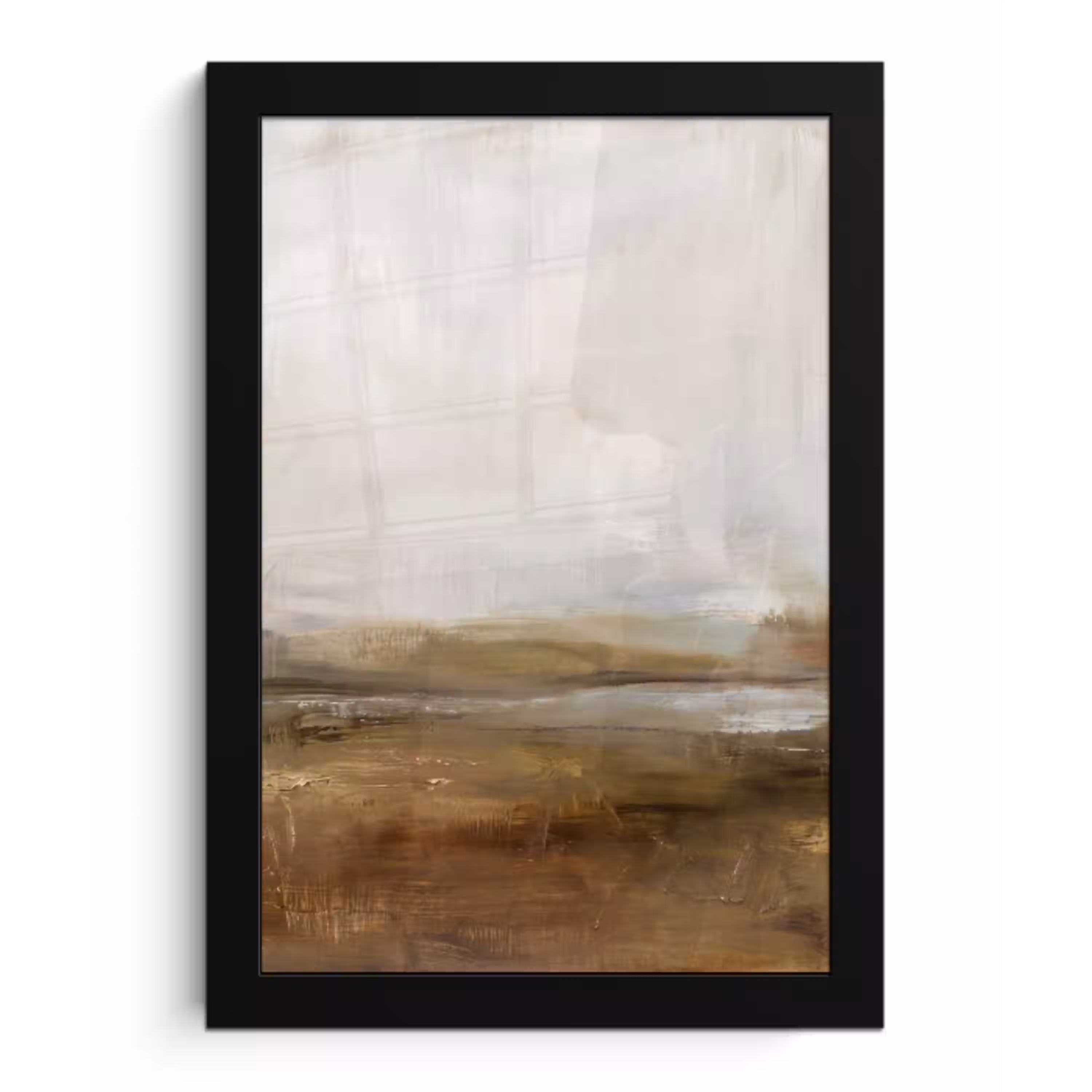 Abstract - Landschap - Natuur - Beige - Bruin fotolijst zwart zonder passe partout klein -3d
