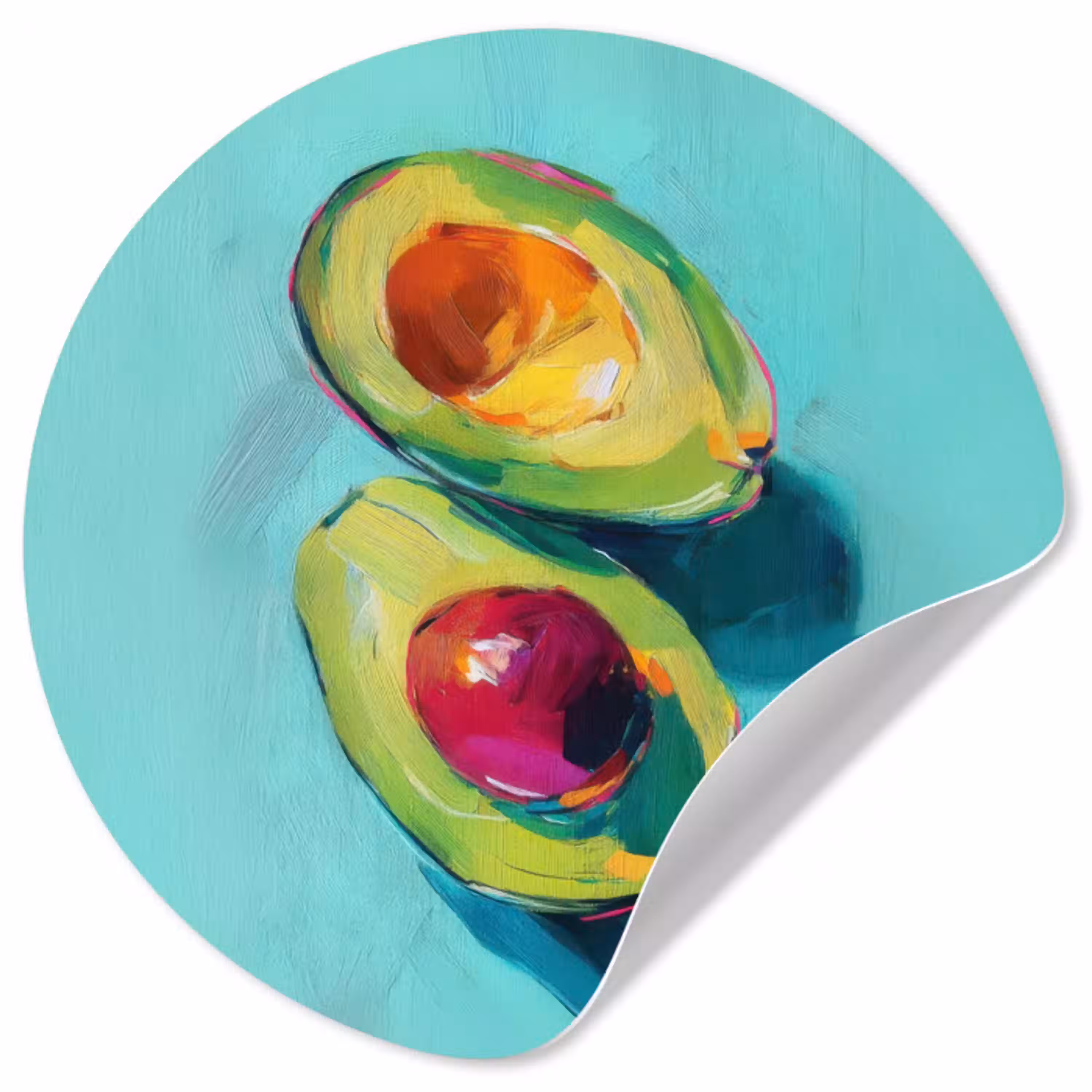 Avocado - Groen - Pit - Schaduw Wandcirkel behangsticker klein -3d