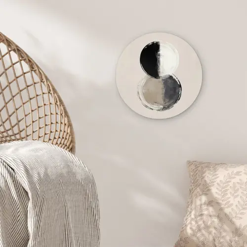 Cirkels - Strepen - Minimalistisch - Zwart Wandcirkel kunststof plaat 5mm dik klein -sfeer5