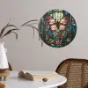 Vlinder - Roze - Bloemen - Bladeren Wandcirkel behangsticker klein -sfeer3