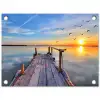 Water - Steiger - Vogels - Zonsondergang - Horizon tuinposter los doek klein -3d