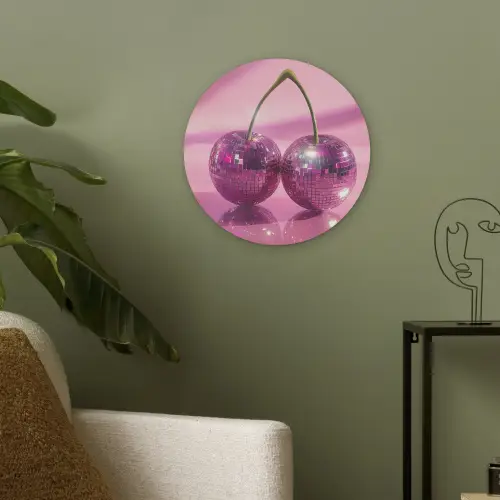 Glitter - Discobol - Roze - Kersen Akoestische PET Vilt - Rond klein -sfeer2